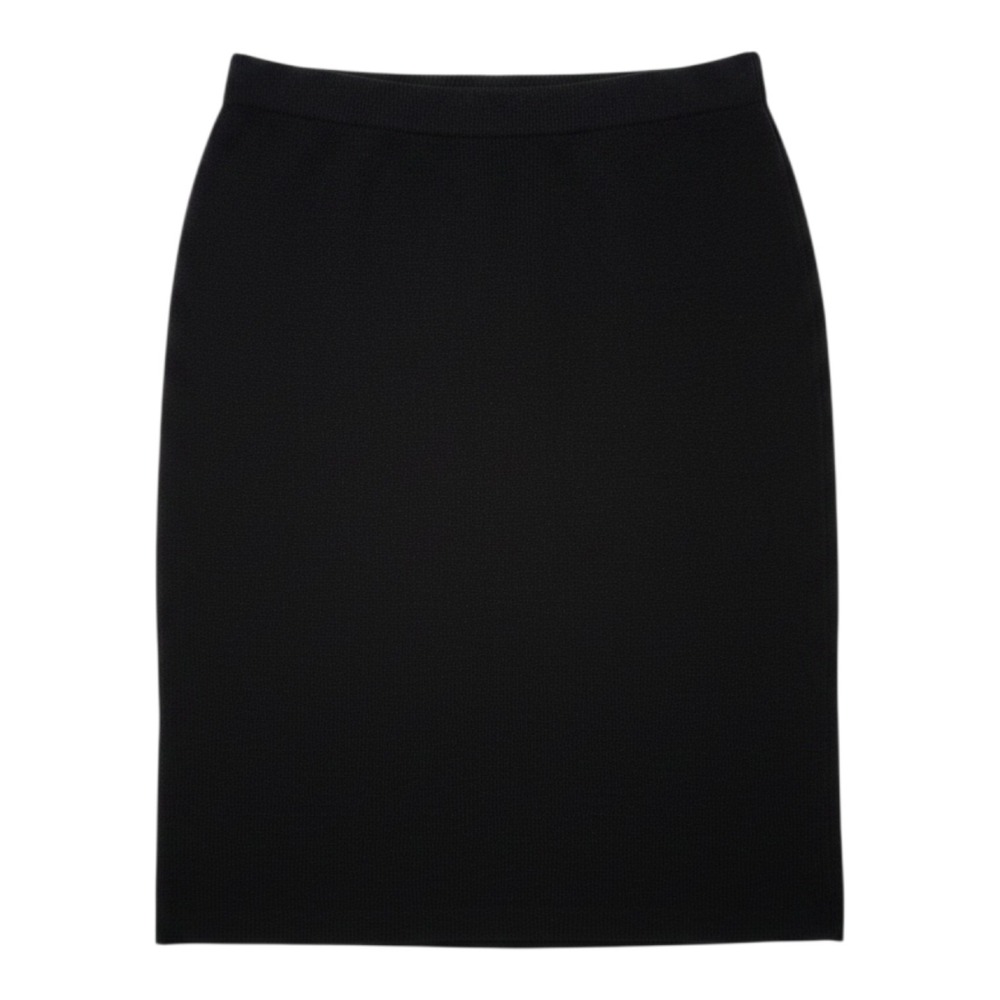 St. John Pencil Skirt Womens 12 Navy Blue Santana Knit Basics Elastic Waist